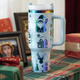 Pastel Blue to Iridescent Glow in the Dark Stainless Steel Tumbler with Handle (40oz)
