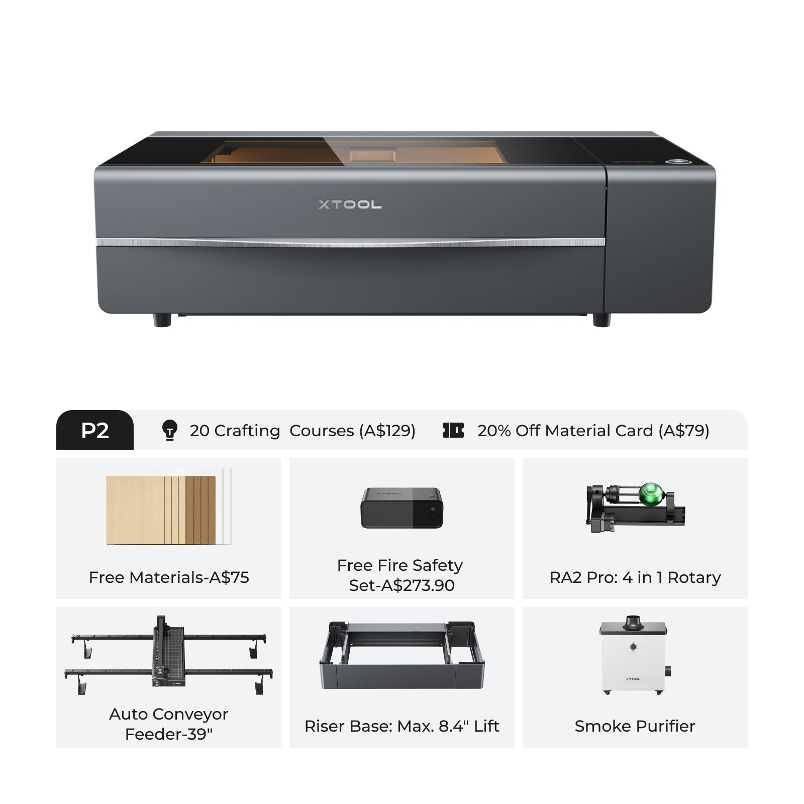 xTool P2S & P2 55W Desktop CO2 Laser Cutter