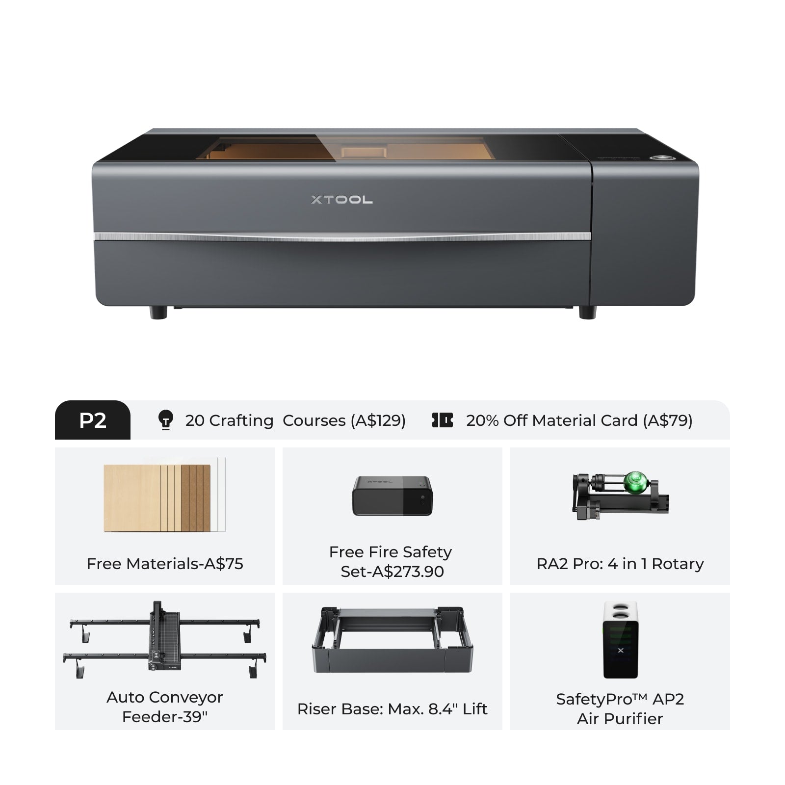 [Open-Box]xTool P2 55W Desktop CO2 Laser Cutter