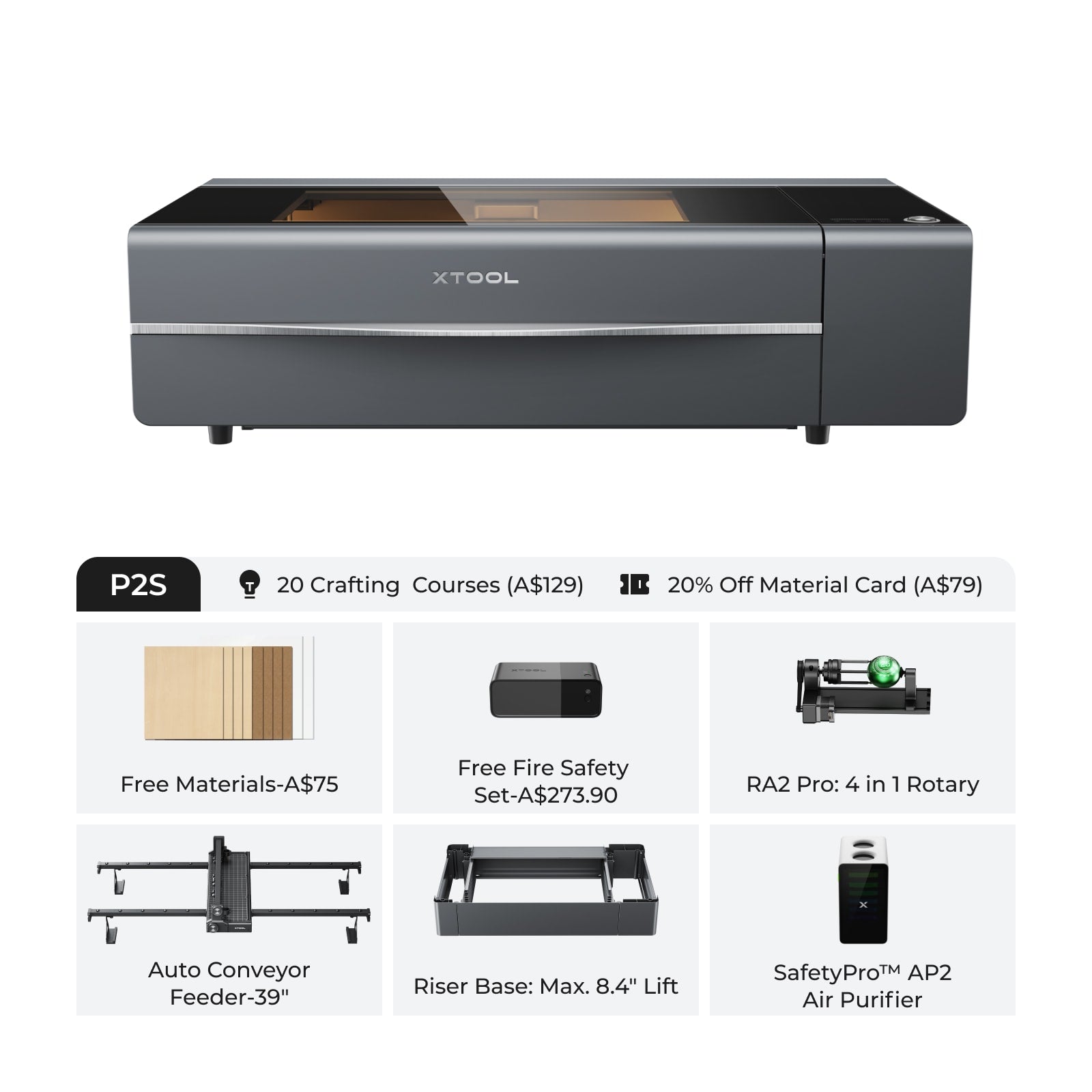 xTool P2S&P2 55W Desktop CO2 Laser Cutter