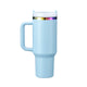 Pastel Blue to Iridescent Glow in the Dark Stainless Steel Tumbler with Handle (40oz)