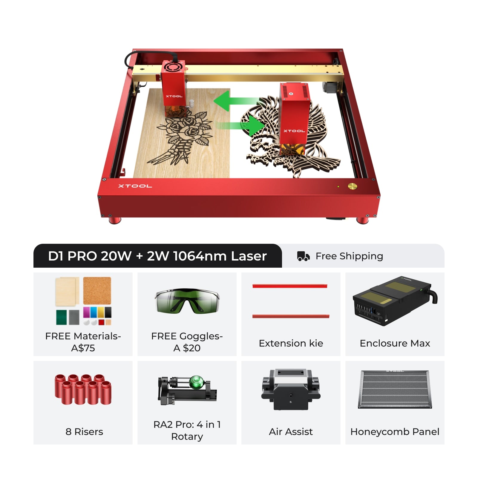 xTool D1 Pro Desktop Laser Engraver Cutting Machine 5W/10W/20W