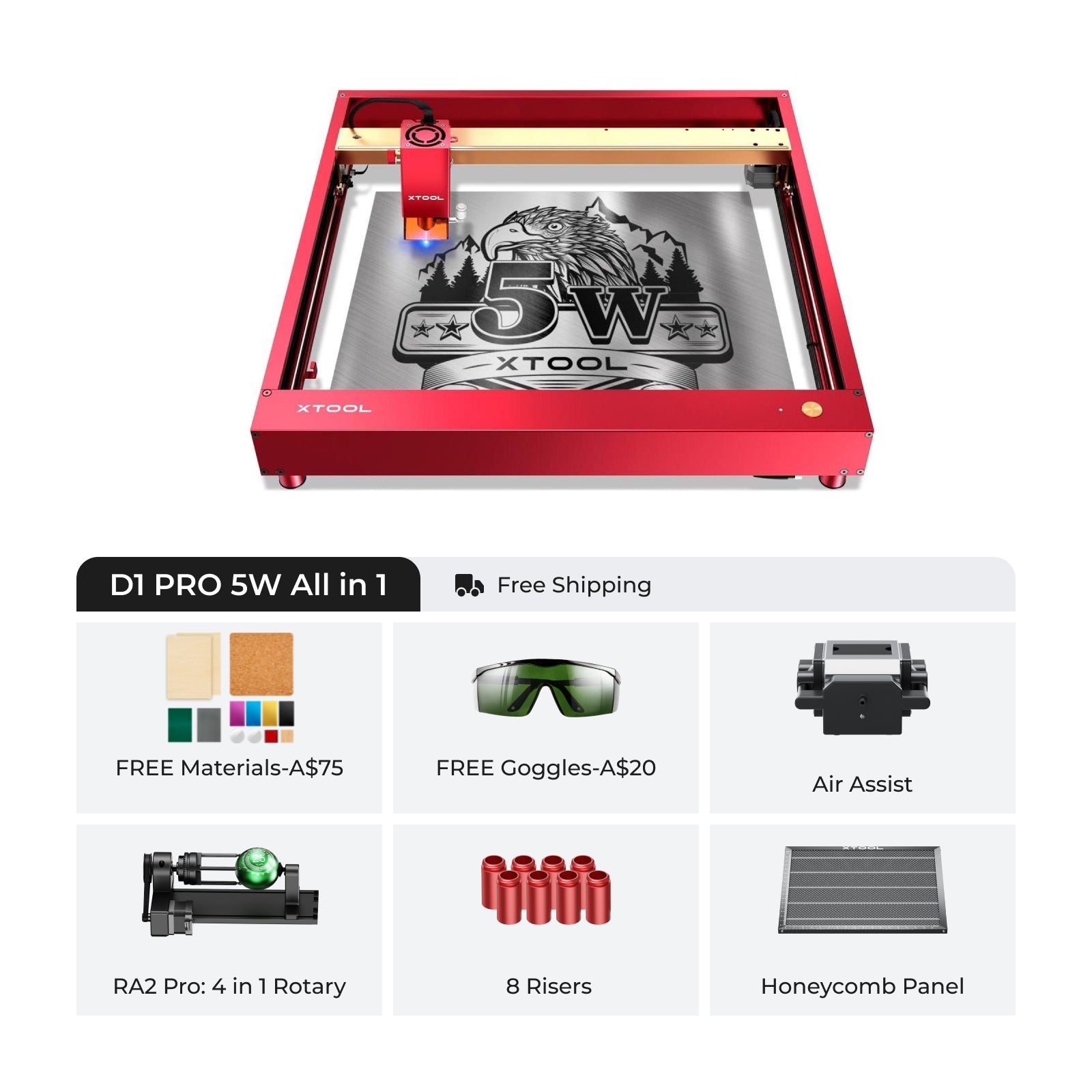 xTool D1 Pro Desktop Laser Engraver Cutting Machine 5W/10W/20W