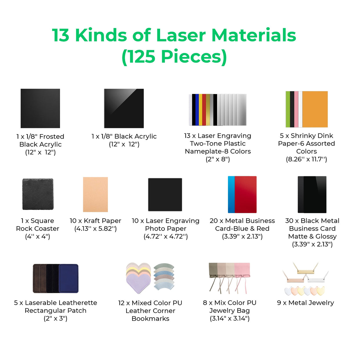 Xtool F1 F2 Material Explore Kit 125pcs