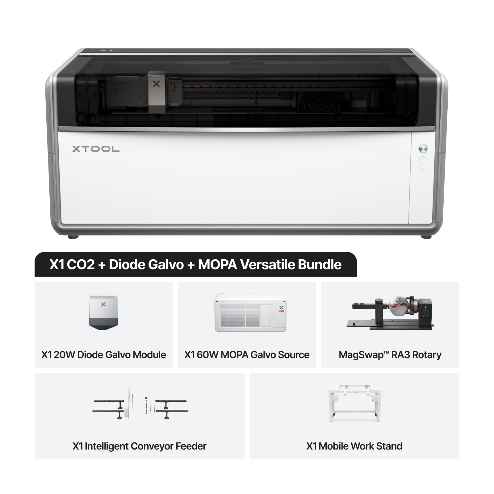 Xtool x1 co2 diode galvo mopa versatile bundle